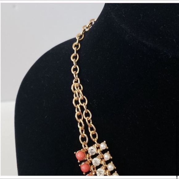 Rhinestone & Pearl Bib Statement Necklace - Picture 5 of 8